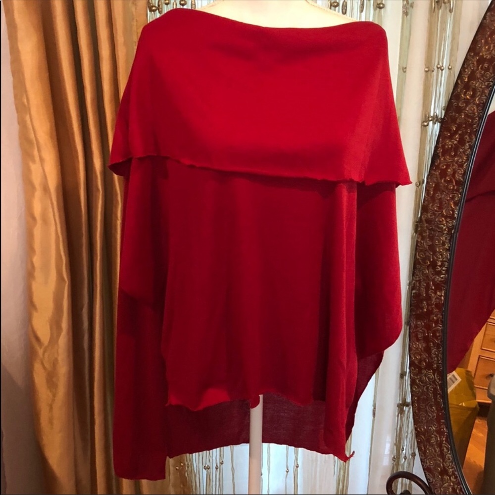 Off-Shoulder Top Sweater/Cape / Poncho - Picture 8 of 8